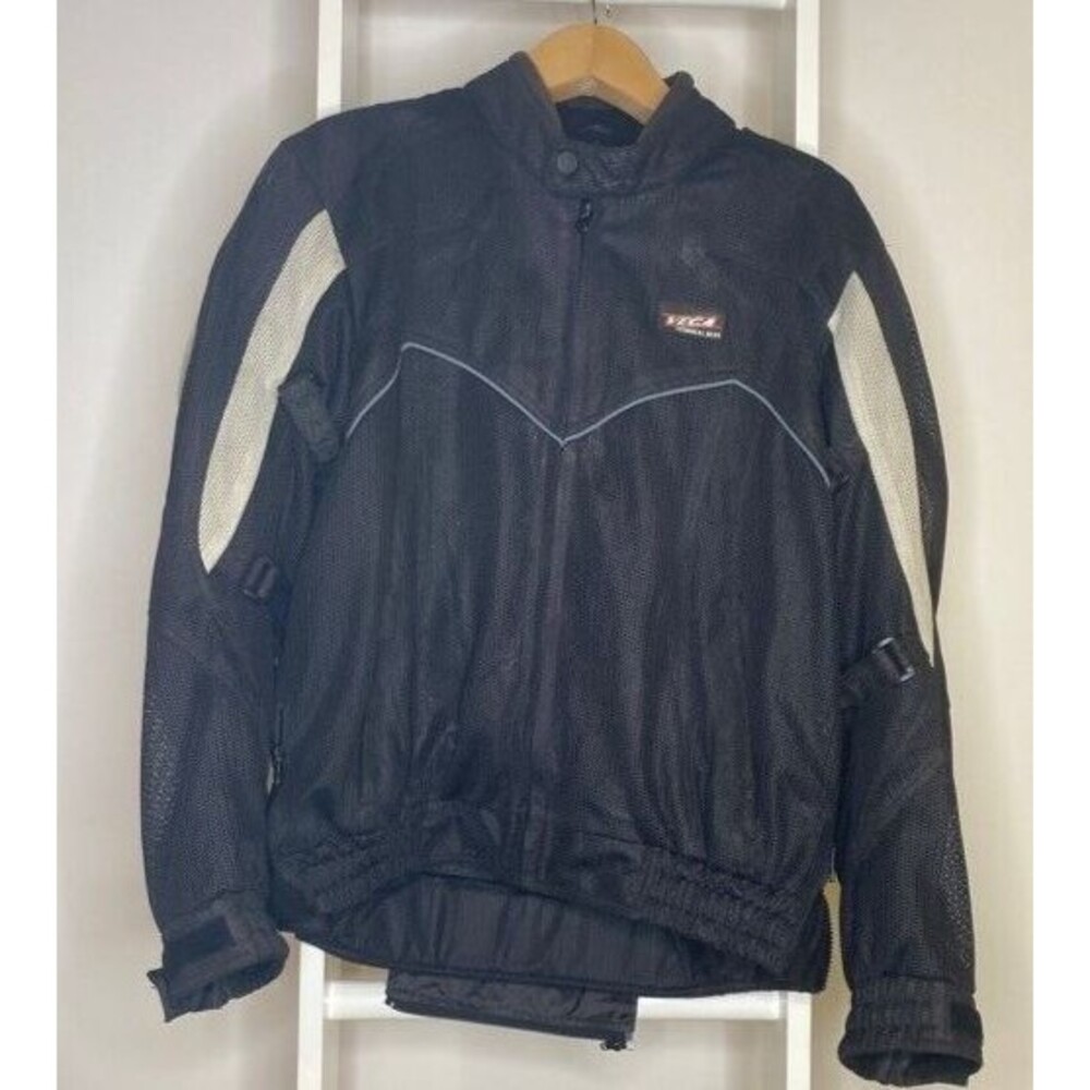 Vega Motorcycle Jacket Mens Large Black Technical Gear Reversible Zip Mock Neck